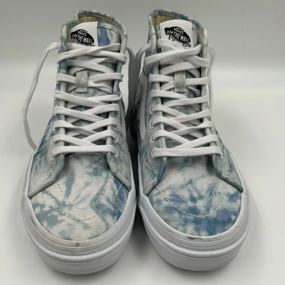 Vans Sk8-Hi Tapered Stackform Tie Dye Blue White Platform Sneakers Womens 6.5